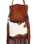 American Darling ADBG384BRWBR Messenger Hair-On Genuine Leather Women Bag Western Handbag Purse