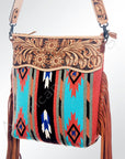 American Darling ADBG207DAR Signature Crossbody Hand Tooled Saddle Blanket Genuine Leather Women Bag Western Handbag Purse