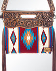 American Darling Clutch Hand Tooled Saddle Blanket Fabric Genuine Leather Western Women Bag Handbag Purse | Purses for Cute