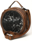 American Darling ADBG352BRW Canteen Hair On Genuine Leather Women Bag Western Handbag Purse