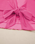 Corded Knit Cutout Bow Tie Back T-Shirt