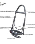 ExionPro Dressage Bridle: Mono Crown, Raised Browband, Anatomical Noseband, Detachable Flash & Web Reins