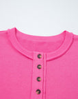 Vera Raw Edge Half Buttons Pullover and Jogger Pants Set