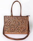 American Darling ADBG387BR Tote Hand Tooled Genuine Leather Women Bag Western Handbag Purse