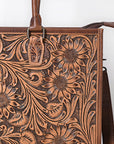 American Darling ADBG387BR Tote Hand Tooled Genuine Leather Women Bag Western Handbag Purse