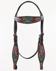 Hand-Carved Leather Western Headstall And Breast Collar Set For Training And Showing