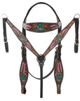 Hand-Carved Leather Western Headstall And Breast Collar Set For Training And Showing