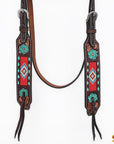 HILASON Floral Painted Beaded American Leather Horse Headstall Breast Collar