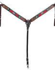HILASON Western Horse Headstall Breast Collar Spur Strap American Leather Floral
