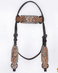 Hand-Carved Leather Western Headstall And Breast Collar Set For Training And Showing