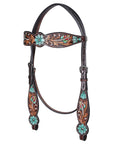 Hand-Carved Leather Western Headstall And Breast Collar Set For Training And Showing