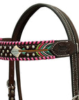 Hand-Carved Leather Western Headstall And Breast Collar Set For Training And Showing