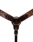 HILASON Western Horse Headstall Breast Collar American Leather Buckstich Brown