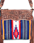 American Darling ADBG400 Signature Crossbody Hand Tooled Saddle Blanket Genuine Leather Women Bag Western Handbag Purse