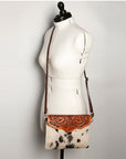 American Darling Envelope Hand Tooled Hair On Genuine Leather Women Bag Western Handbag Purse