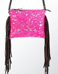 American Darling Western Small Crossbody Bag – Genuine Hair-On Cowhide Leather with Fringes, Adjustable Strap, Handcrafted in Texas