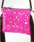 American Darling Western Small Crossbody Bag – Genuine Hair-On Cowhide Leather with Fringes, Adjustable Strap, Handcrafted in Texas