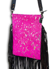 American Darling Messenger Hand Tooled Hair On Genuine Leather Western Women Bag Handbag Purse | Cute