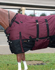 HILASON 600D Winter Waterproof Poly Horse Blanket Belly Wrap Wine Black | Turnout Blankets for Horses