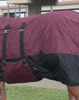 HILASON 600D Winter Waterproof Poly Horse Blanket Belly Wrap Wine Black | Turnout Blankets for Horses