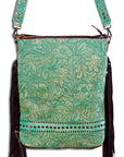 American Darling ADBG394TR Messenger Hand Tooled Genuine Leather Women Bag Western Handbag Purse