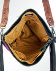 American Darling Messenger Hand Tooled Hair On Genuine Leather Women Bag Western Handbag Purse