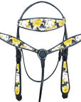 Western Horse Headstall Breast Collar Set American Leather Black Hilason