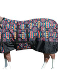 Hilason 600D Winter Waterproof Horse Turnout Blanket Belly Wrap Black Aztec