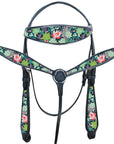 Hilason Western Horse Headstall Breast Collar American Leather Cactus