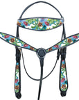 Western Horse Headstall Breast Collar Set American Leather Hilason