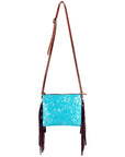 American Darling Western Small Crossbody Bag – Genuine Hair-On Cowhide Leather with Fringes, Adjustable Strap, Handcrafted in Texas