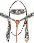Western Horse Headstall Breast Collar Set American Leather Skull Hilason