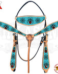 Western Horse Headstall Breast Collar Set American Leather Spider Hilason
