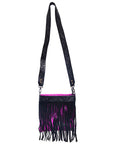 American Darling ADBGS172PKACSLBK Cross Body Hand Tooled Hair On Genuine Leather Women Bag Western Handbag Purse
