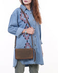 American Darling Organiser Bag Handcrafted from Crocodile Embossed Genuine Leather with YKK Zipper and Detachable Strap