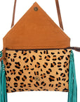 American Darling ADBG490CHEBRW Envelope Hair On Genuine Leather Women Bag Western Handbag Purse