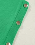 Solid Side Button Round Neck Sleeveless Knit Sweater