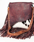 American Darling ADBGZ150 Messenger Hand Tooled Hair-On Genuine Leather Women Bag Western Handbag Purse