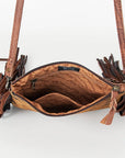 American Darling Western Small Crossbody Bag – Genuine Hair-On Cowhide Leather with Fringes, Adjustable Strap, Handcrafted in Texas