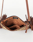 American Darling Western Small Crossbody Bag – Genuine Hair-On Cowhide Leather with Fringes, Adjustable Strap, Handcrafted in Texas