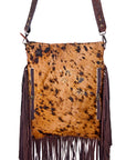 American Darling ADBGS192BRAC1 Messenger Hair On Genuine Leather Women Bag Western Handbag Purse