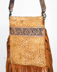 American Darling Messenger Hand Tooled Hair On Genuine Leather Western Women Bag Handbag Purse | Cute