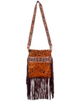 American Darling Messenger Hand Tooled Hair On Genuine Leather Western Women Bag Handbag Purse | Cute
