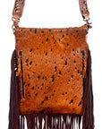 American Darling Messenger Hand Tooled Hair On Genuine Leather Western Women Bag Handbag Purse | Cute
