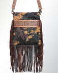 American Darling Messenger Hand Tooled Hair On Genuine Leather Western Women Bag Handbag Purse | Cute