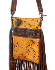American Darling Messenger Hand Tooled Hair On Genuine Leather Western Women Bag Handbag Purse | Cute