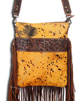American Darling Messenger Hand Tooled Hair On Genuine Leather Western Women Bag Handbag Purse | Cute