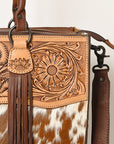 American Darling Tote Hand Tooled Hair On Genuine Leather Women Bag Western Handbag Purse