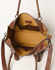 American Darling Tote Hand Tooled Hair On Genuine Leather Women Bag Western Handbag Purse