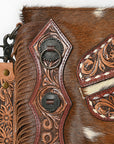 ADBG465BRW American Darling Hand Tooled Hair On Genuine Leather Women Bag Western Handbag Purse